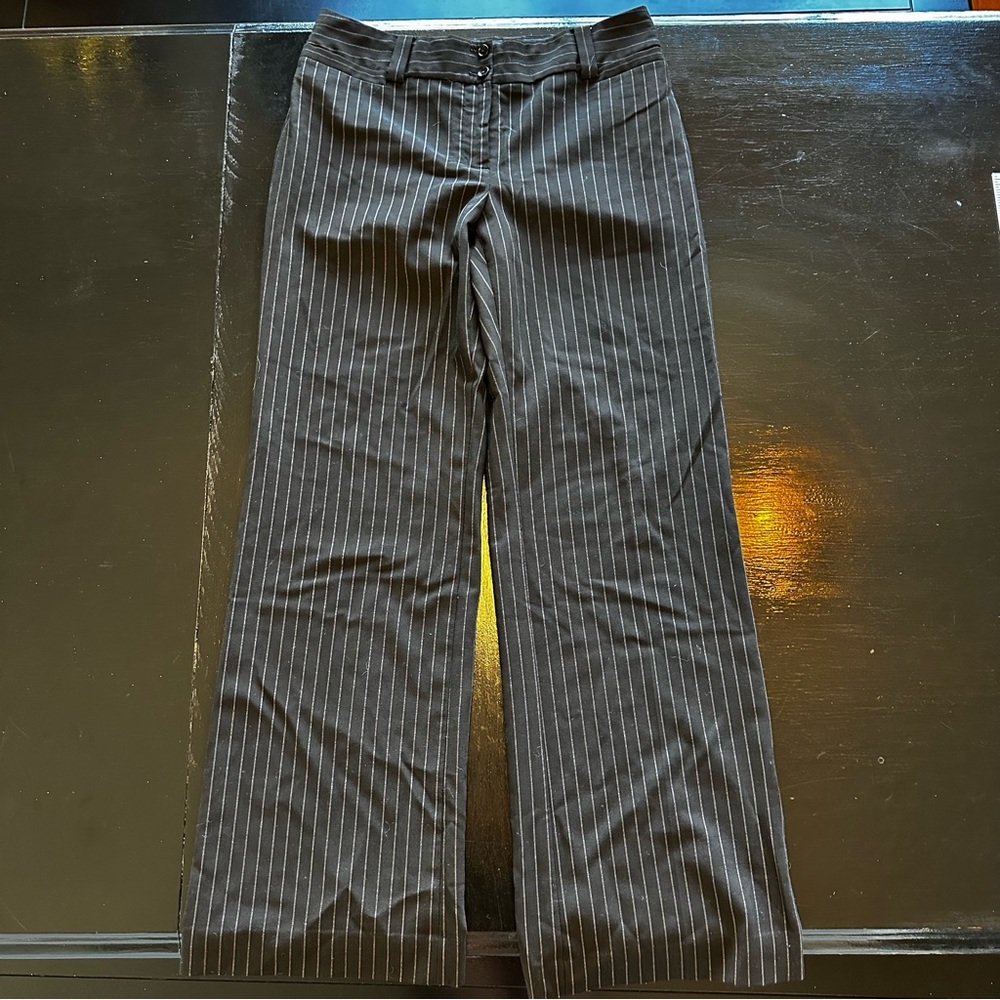 Express Size 8 Design Studio Correspondent Pinstripe Pant Wide leg y2k Black